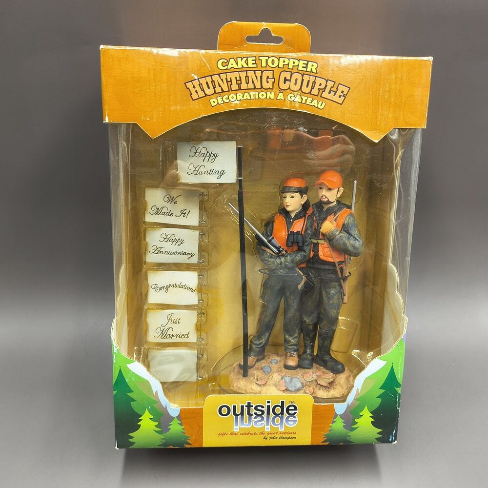 Hunting Couple Deer Hunter Season Cake Topper with 6 Interchangeable Flags